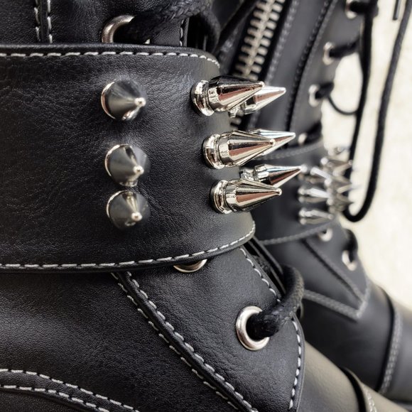 Men's Spiked Strap Goth Punk Platform Boots Slacker 165 - Picture 16 of 16